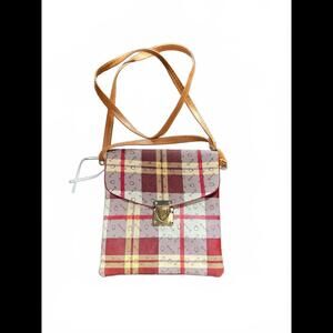 Chic Plaid Crossbody Bag with Gold Accents